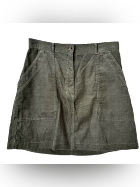 Olive Green Corduroy Mini Skirt Small A Line Pockets Fall Cottagecore 90s NWT